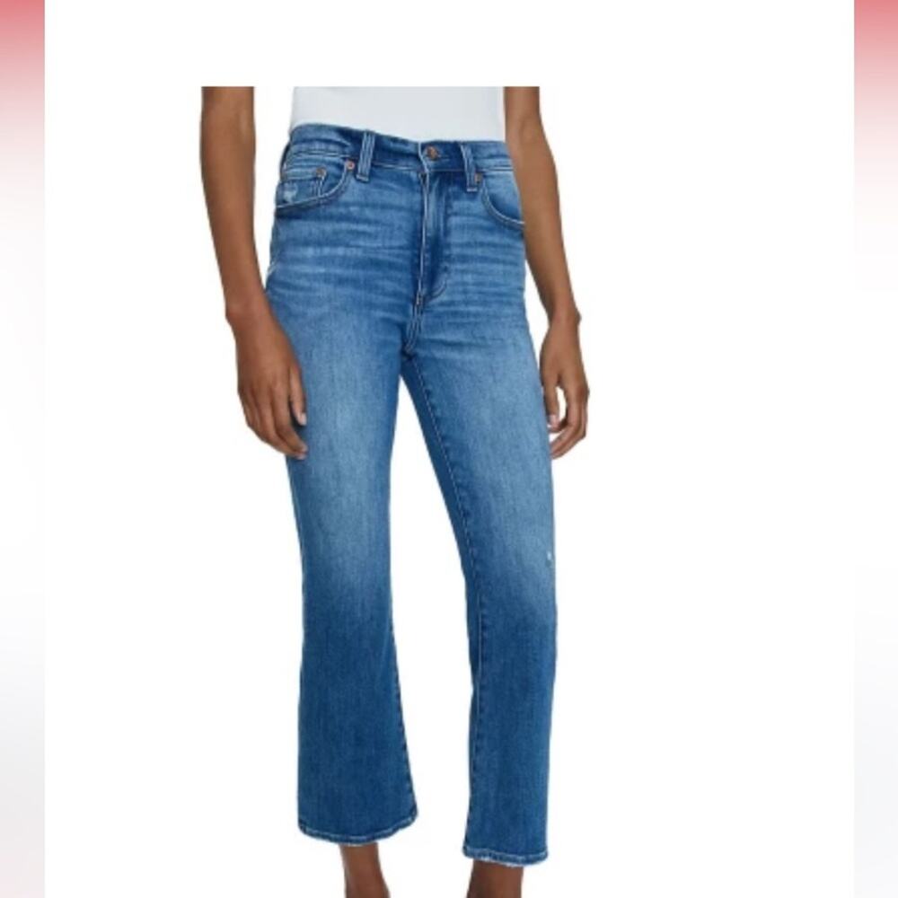 Pistola lemon crop bootcut jeans blue distressed denim size 28